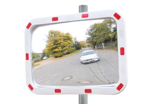 Rechteckiger Verkehrsspiegel 60x40cm mit Reflektoren von Trutzholm