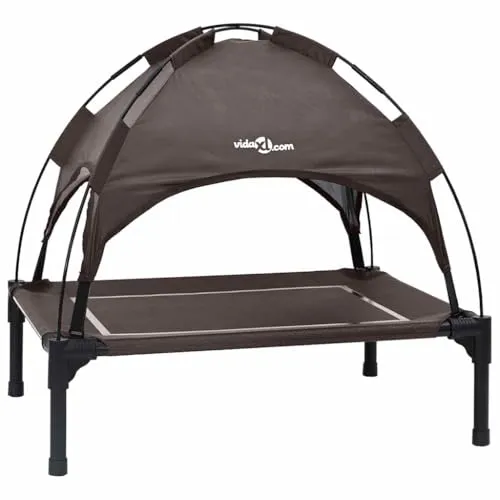 vidaXL Hundebett Braun mit Stahlrahmen - Erhöhtes Hundebett aus robustem Stahl, ideal für drinnen und draußen. Bietet optimale Luftzirkulation und Komfort für deinen pelzigen Freund.