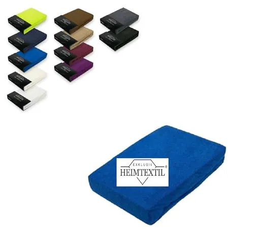 Exklusiv Heimtextil Frottee Spannbettlaken Marke 60-70 x 140 cm 80% Baumwolle, 20% Polyester Öko - Tex Zertifiziert, Markenqualität, Matratzenhöhe bis 10 cm, Royalblau