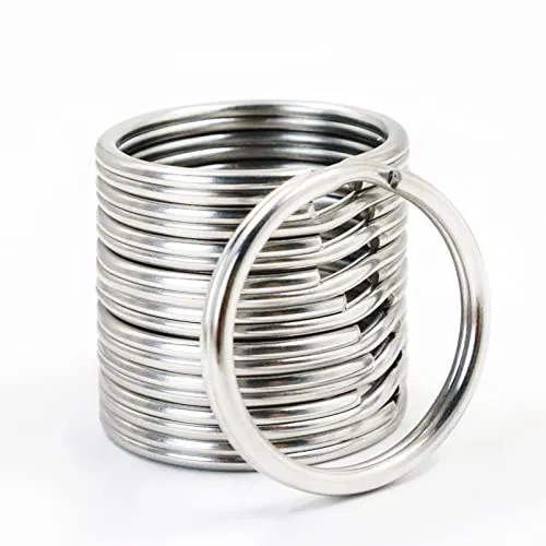 Edelstahl-Schlüsselanhänger, 30 mm Durchmesser, runde Metall-Schlüsselanhänger, polierte Schlüsselanhänger-Schlaufen, langlebige Schlüsselanhänger zum Basteln (10 Stück)