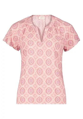Cartoon Hemdbluse Kurzarm Bluse Größe 40 - Leichte Bluse aus 100% Viskose in der Farbe 1833 Cream/Apric, perfekt für warme Tage und vielseitig kombinierbar.