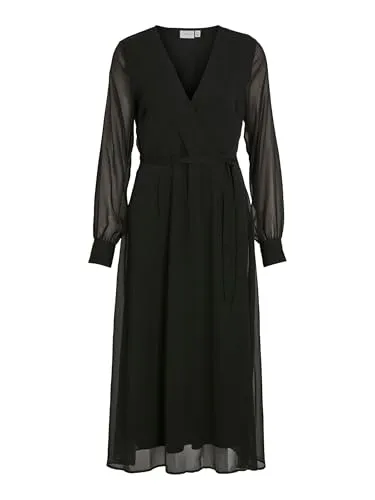 Vila Wickelkleid FALIA - Drapiertes Design - Wickelkleid aus 100% recyceltem Polyester, mit drapiertem Schnitt und langem Arm. Ideal für einen eleganten Look bei besonderen Anlässen.