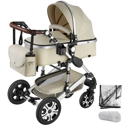 tectake® 2 in 1 Kinderwagen - Flexibler Buggy mit Liegefunktion - 2-in-1 Kinderwagen für Neugeborene bis Kleinkinder, klappbar und mit herausnehmbarer Babywanne. Ideal für Alltag und Reisen, inkl. Fußsack, Getränkehalter und Regenschutz.