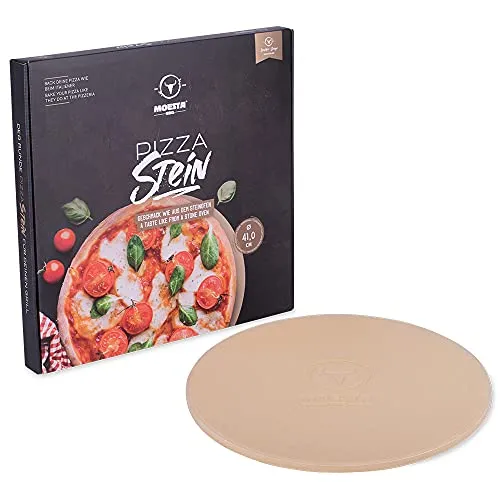 MOESTA-BBQ 10374 Pizzastein No. 1 - Rund 41cm für perfekten Grillgenuss - Pizzastein für Gas- und Kugel-Grills, heizt schnell auf und speichert Wärme bis 900°C. Ideal für Pizza, Brot und mehr – für ein authentisches Steinofen-Erlebnis!