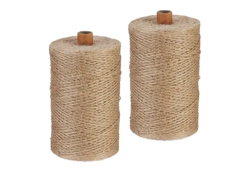 relaxdays Juteschnur 1 mm x 500 m 2er Set Bastelgarn in braun von Relaxdays