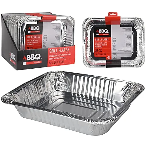 AiO-S - OK ALU Grillschale 2 Stück Aluschale 32 x 26 x 6 cm Grillteller Aluteller Grillplatte