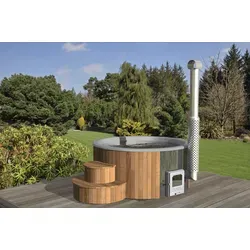 Wolff Finnhaus Badebottich Hot Tub Ø 200 cm Thermoholz mit Außenofen