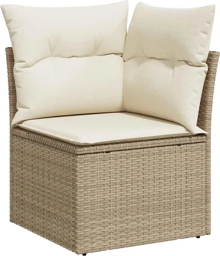 vidaXL Garten-Ecksofa mit Kissen Beige von vidaXL