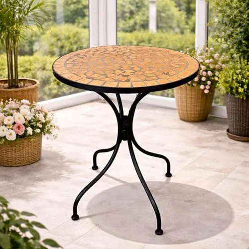 Dekorativer mediterraner Mosaik Tisch Ø60 cm in orange von Mojawo