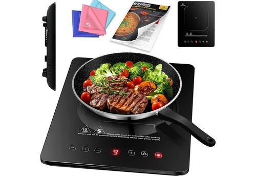 KESSER Einzelkochplatte - Einzelkochplatte in elegantem Schwarz, ideal für kleine Küchen oder unterwegs. Kompakt und leistungsstark für schnelles Kochen.