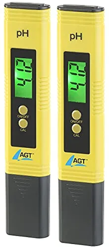 AGT Wassertester: Digitales pH-Wert-Testgerät mit ATC-Funktion & LCD, pH 0-14, 2er-Set (pH Wert Messgerät, pH messen, Pflanzen Sensor)