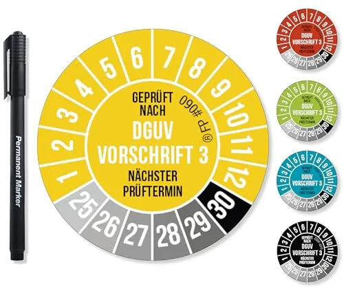 Frank Paperman® DGUV V3 Prüfplaketten Gelb 30 mm Durchmesser