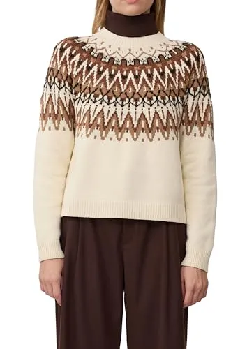 s.Oliver Strickpullover mit Jacquard-Muster - Damenpullover mit regulärer Passform aus weichem Jacquard Baumwollmix, wärmend und elastisch, ideal für kühle Tage.