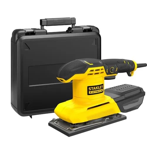 Stanley FatMax Schwingschleifer FMEW214K (280 Watt, 187 x 90 mm Schleifband, Drehzahlvorwahl, Klettfix Schleifpapierbefestigung, integrierte Staubabsaugung, inkl. Schleifgitter und Koffer)