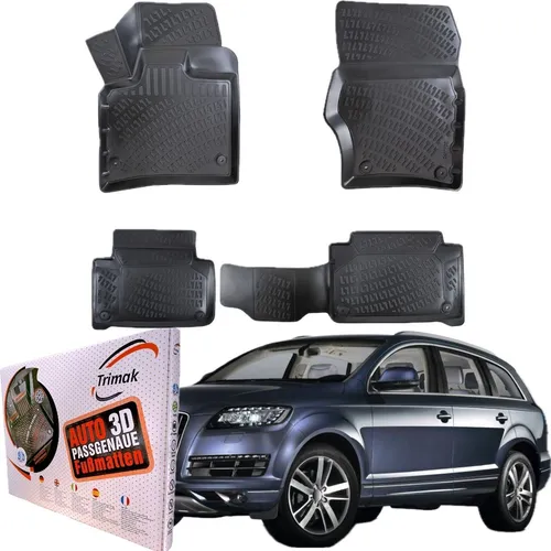 Trimak Autofußmatten für Audi Q7 4L (2006-2015) - Campingausrüstung: Hochwertige Gummimatten aus 100% recycelbarem TPE-Material, wasserdicht und rutschfest mit 3D-Laserscanning-Technologie für perfekten Sitz und Rundumschutz bei allen Wetterbedingungen.
