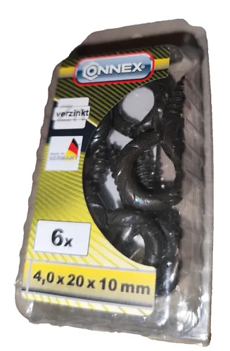 Ringschraubhaken 4,0x20x10 mm 6 stück Ösenschrauben Ösen Schraubhaken schwarz