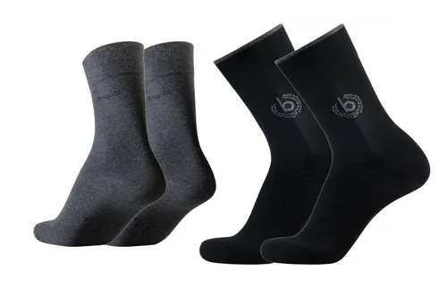 bugatti Basicsocken 6762461042 bugatti Herren 4er Pack Logo + uni basic schwarz, jeans melange