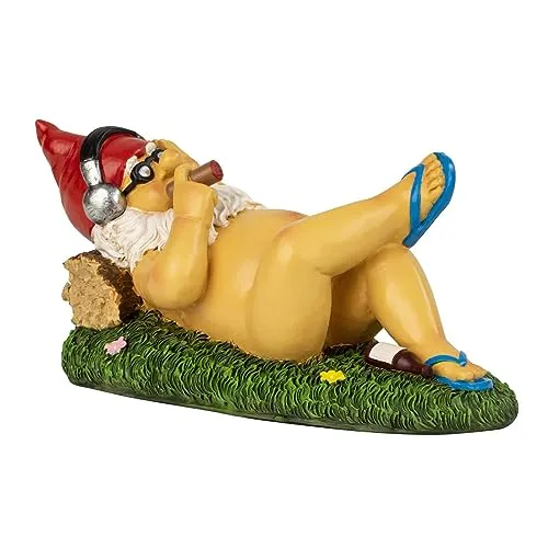 Geschenkestadl Nackter Zwerg mit Zigarre Gartenzwerg 30 cm FKK Urlaub