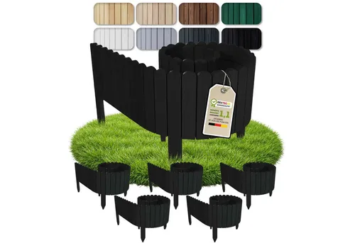 Floranica Palisade Beeteinfassung Holz 200x10 cm, 5 Stk., Schwarz - Gestalten Sie Ihren Garten individuell mit dieser flexiblen Beeteinfassung aus Holz. Ideal für Blumenbeete, Teiche oder Wege. Einfach zu montieren und passt sich jeder Form an – für kreative Gartengestaltung ohne Werkzeug.