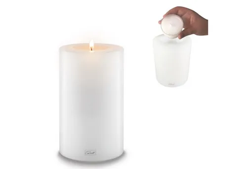 Qult Farluce Trend Teelichthalter in Kerzenform - Teelichter, frostfest und robust aus Kunststoff, ideal für drinnen und draußen. Genießen Sie stimmungsvolles Licht mit langer Brenndauer – perfekt für Gastronomie und Gartenlaternen.