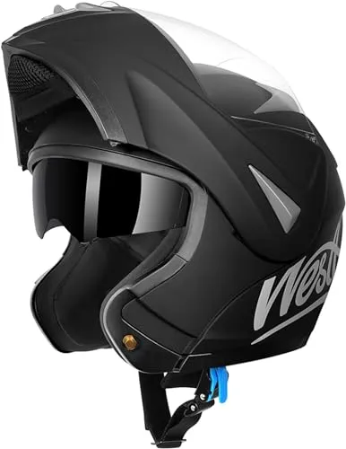 Westt Klapphelm Motorradhelm ECE-R 22.06 Zertifiziert Integralhelm für Damen und Herren Jethelm mit Kinnschutz Scooter Roller Moped Helm mit Sonnenblende und Visier