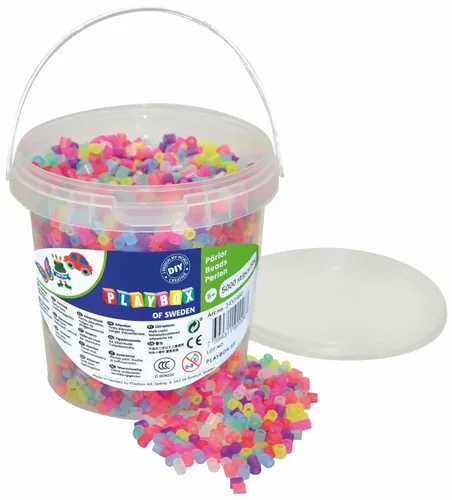 Playbox Bügelperlen 5000 Stück Glitzer im Eimer