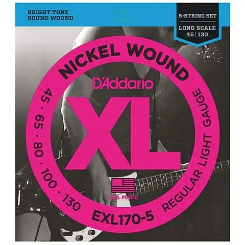 Daddario EXL170-5 Saiten - Gitarren- & Bass-Zubehör, hochwertige Nickel-Wound Saiten für warmen Klang und lange Haltbarkeit