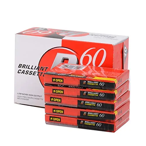 Audio Cassette Empty Cassette Tapes: Recorder CD & DVD Player Cassette 60 Minutes Time Low-Noise Surface Walkman Cassette Pre-Voltage Micro Voice Cassette with Music Radio Pack of (5 Brick) (5)