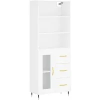 vidaXL Highboard Weiß 69,5x34x180 cm - Kommode mit elegantem Design, viel Stauraum und stabilen Eisenbeinen für dein Wohnzimmer. Hergestellt aus hochwertigem Holzwerkstoff, feuchtigkeitsbeständig und langlebig.