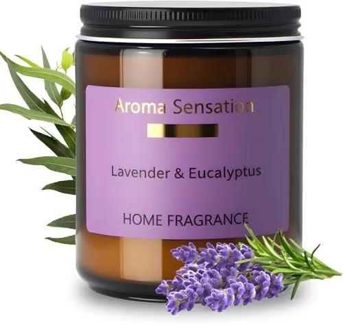 Lavendel Duftkerze im Glas, Kerze Duft Geschenk für Frauen Freundin, Scented Candle, Aromatherapie Kerze für Entspannung, Natürliches Sojawachs, 80 Std. Lange Brenndauer, 200g