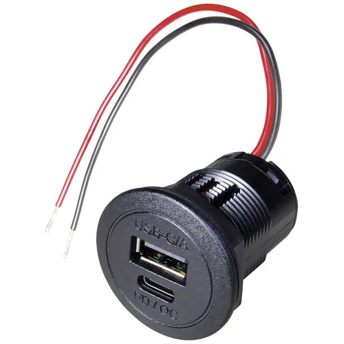 ProCar Power USB-C®/A Doppelsteckdose PD/QC - Kfz Bordspannungs-Steckverbinder mit 2 x 30W Schnellladefunktion für effizientes Laden unterwegs. Ideal für Auto & Navigation.