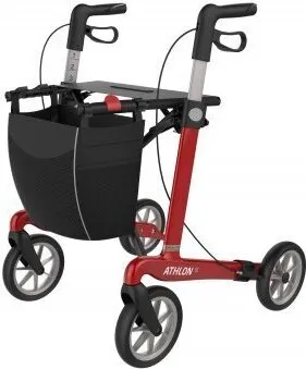 Rehasense Rollator ATHLON SL Carbon Ultralight - 62 cm Rot mit Soft Wheels - Behinderten-Bedarf, extrem leicht und wendig, ideal für drinnen und draußen