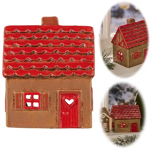 Ib Laursen Windlicht Lichthaus mit rotem Dach - Windlichter, stilvolles Lichthaus mit rotem Dach und Tür, perfekt für eine gemütliche Atmosphäre in Ihrem Zuhause.