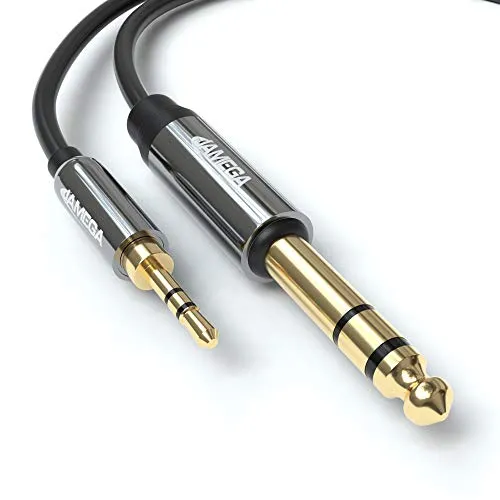 JAMEGA- 3.5mm Klinke auf 6.35mm Klinke Kabel 2m | 6,35mm Klinkenstecker auf 3,5mm Klinkenstecker Aux Adapter Stereo Audio Kabel kompatibel mit Gitarre, Mischpult, Mikrofon, Recorder, Verstärker usw.