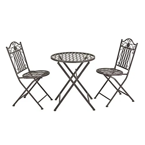[en.casa] Bistroset Biella 3-TLG. - Klappbares Balkonset mit 2 Stühlen und Tisch - Bistrosets für die Terrasse, robustes Metall-Design, klappbar und platzsparend, ideal für kleine Außenbereiche.