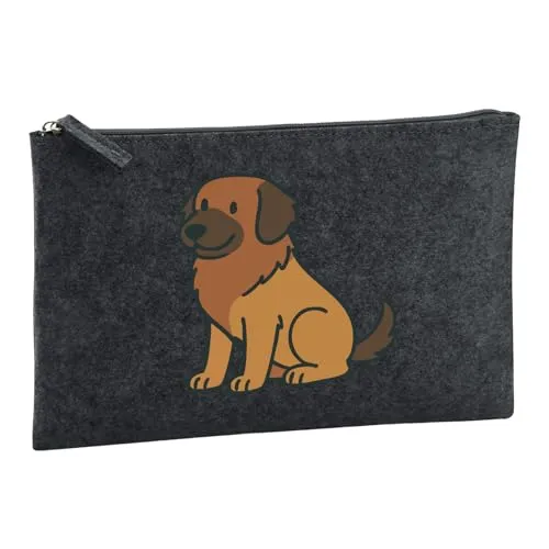 Huuraa Kulturbeutel Leonberger Comic Leo 1 Liter Charcoal Filz Kosmetiktasche Geschenkidee