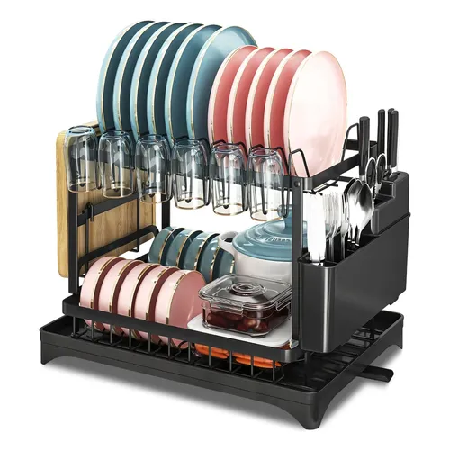 Abtropfgestell Geschirr, Klein Doppelschichtiger Geschirrabtropfgestell mit D...