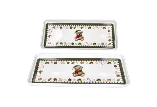 MamboCat Servierplatte Friend 2x Weihnachts-Kuchenplatte - Elegantes Porzellan-Set für festliche Anlässe, ideal zum Servieren von Kuchen und Keksen, mit niedlichem Weihnachtsdesign und spülmaschinengeeignet.