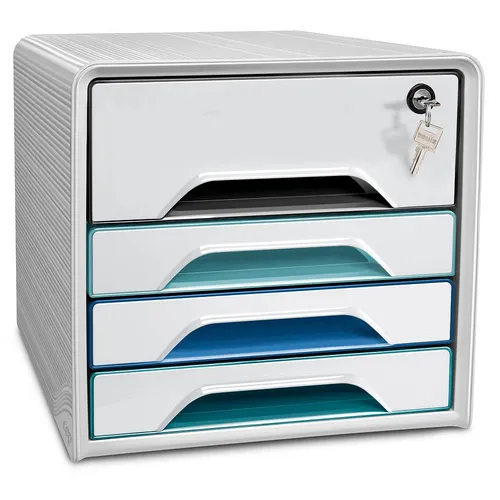 cep Schubladenbox Smoove Secure 1073110511 - Ablagesysteme, DIN A4 Schubladenbox mit 4 Fächern für optimale Organisation und sicheren Stauraum.