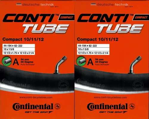 2x Continental Compact 10/11/12 Schlauch 10 11 12 Zoll AV Winkelventil