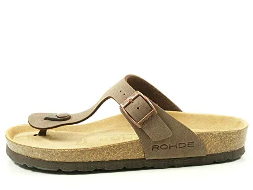 Rohde Damen Zehentrenner Pantolette Alba 5628, Komfortweite G - Modische Sandalen mit gepolstertem Leder-Fußbett für optimalen Tragekomfort, ideal für den Sommer.