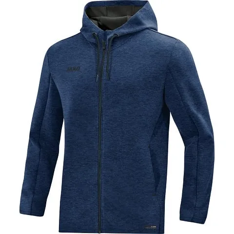 JAKO Herren Kapuzenjacke Premium Basics, marine meliert, 4XL - Funktionsjacke mit sportivem Schnitt und atmungsaktivem Interlock, ideal für aktive Männer. Komfortable Kapuze mit Kordelzug und praktische Seitentaschen.