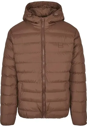 Urban Classics Herren Basic Bubble Jacket, bark, M - Funktionsjacke mit cooler Stepp-Optik, leicht gefütterter Kapuze und winddichtem Design. Ideal für Übergangszeiten, bietet Stauraum mit Innentasche und sicheren Eingriffstaschen.