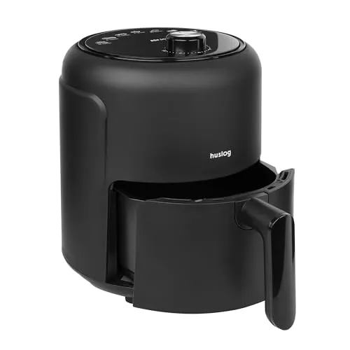 Huslog Heißluftfritteuse 2,3L 1000W Air Fryer | Ölfreies Frittieren mit Timer 0–60 Min | Antihaft, Cool-Touch, rutschfest | Energieeffiziente Mini Fritteuse für 1–2 Personen