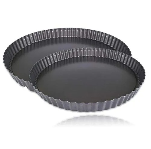 mixed24 2er Set Blech Backform Ø 26cm 28cm Quiche Tarte Pizza Kuchen Form Obstkuchen