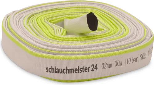 Industrieschlauch Ø 1 1/4 Zoll - 30 Meter Flachschlauch - Gartenschlauch mit 10 Bar Betriebsdruck, robust und verrotungsfest. Ideal für Tauchpumpen und Schmutzwasserpumpen im Gewerbe, Garten- und Landschaftsbau.