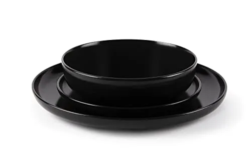 Excelsa Geschirrset 12-Teiliges Nordic Keramik Schwarz von Excelsa