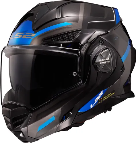 LS2 FF901 Advant X Motorrad Klapphelm Schwarz/Titan/Blau L