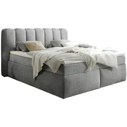 Boxxx Boxspringbett, Grau, Textil, H3 + H4, 7-Zonen, Höhe ca. 18 cm, 180x200 cm, Matratze, gepolstertes Kopfteil, Topper durchgehend, Wendematratze mit unterschiedlichen Härtegraden, Kingsize, Schlafzimmer, Betten, Doppelbetten