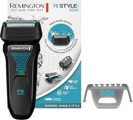 Remington F6 Aqua - Elektrischer Folienrasierer für Herren, 100% wasserdicht mit 60 Min Lithium Akku und USB Ladefunktion